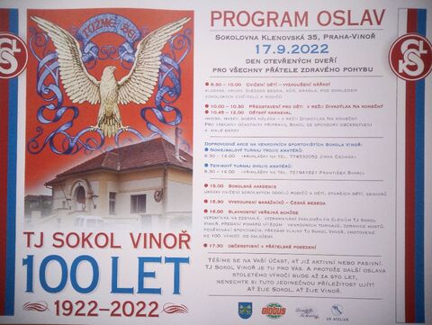 Pozvánka na oslavu 100let TJ Sokol Vinoř
