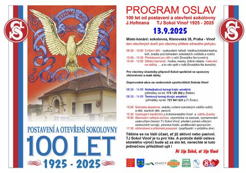 100 let od postavení a otevření sokolovny 1925-2025